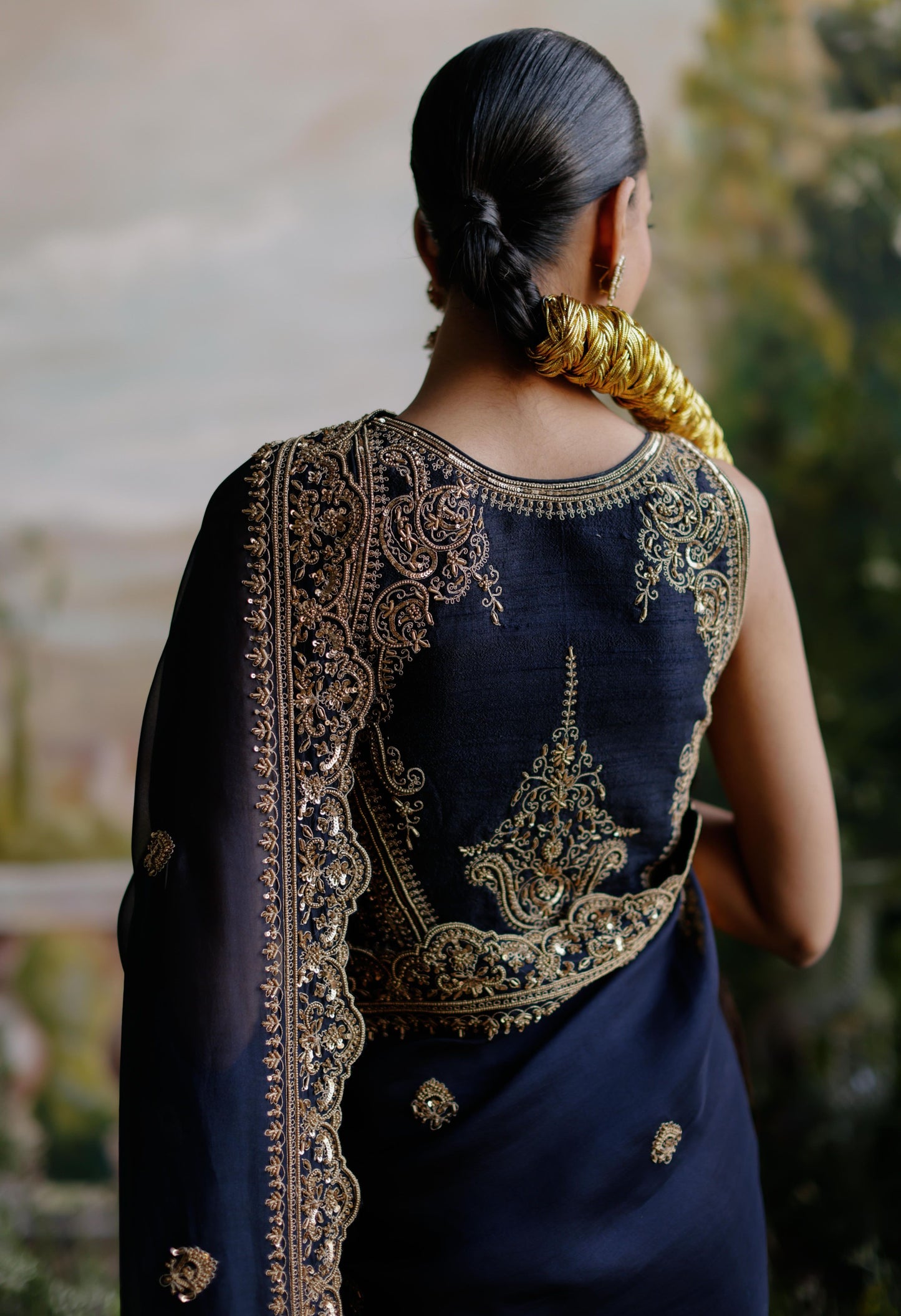 NAVY BLUE SAREE SET