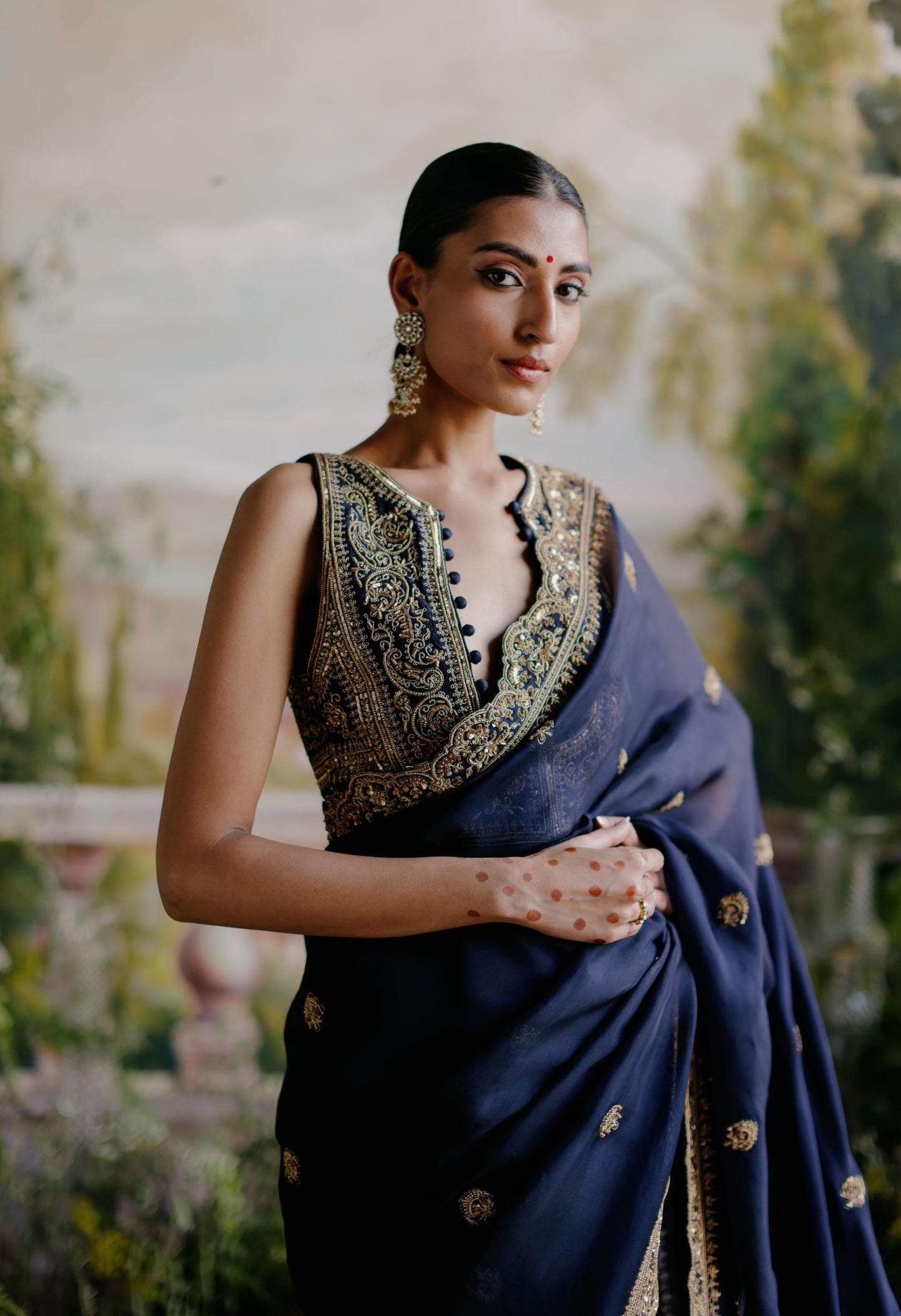 NAVY BLUE SAREE SET