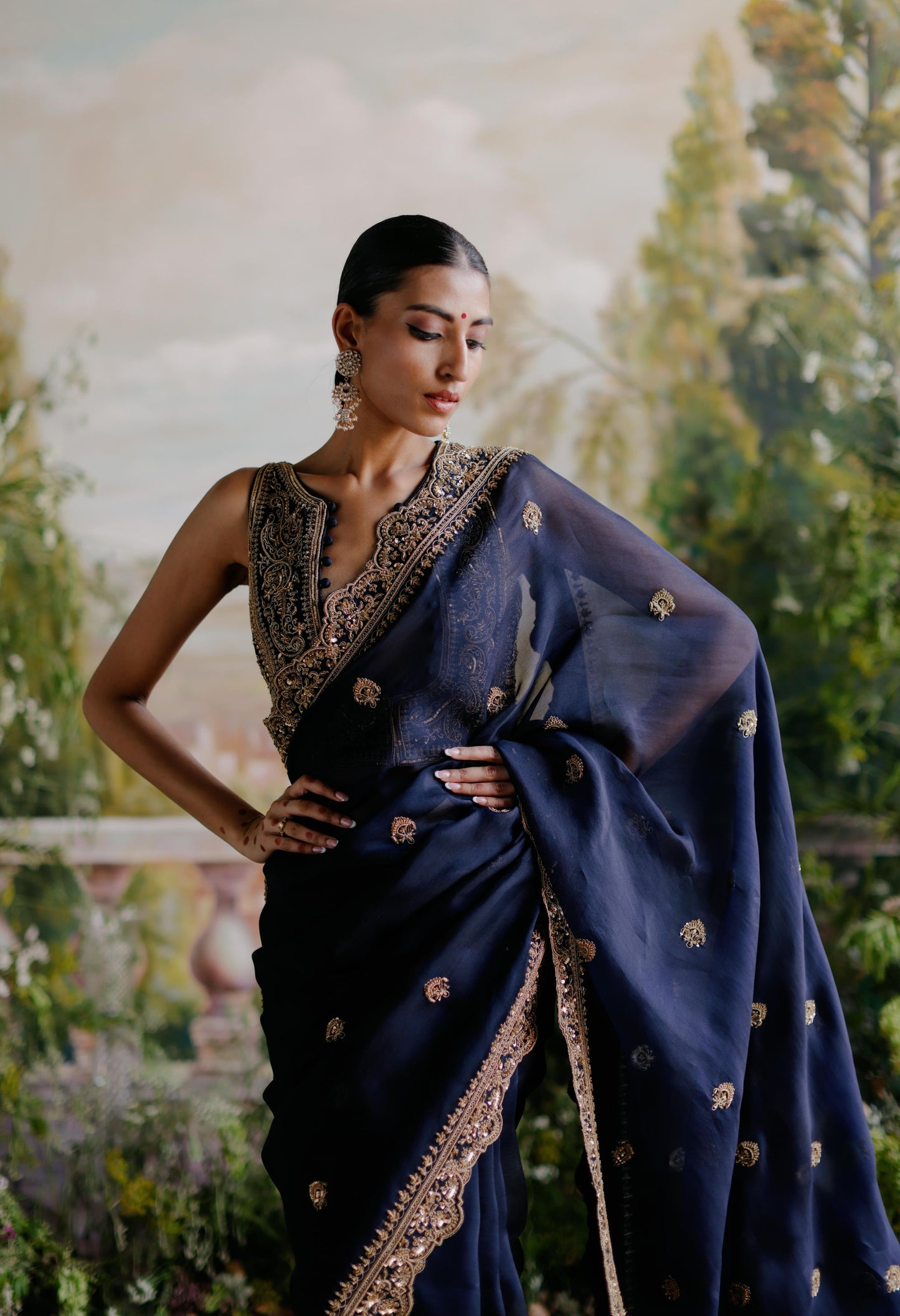 NAVY BLUE SAREE SET