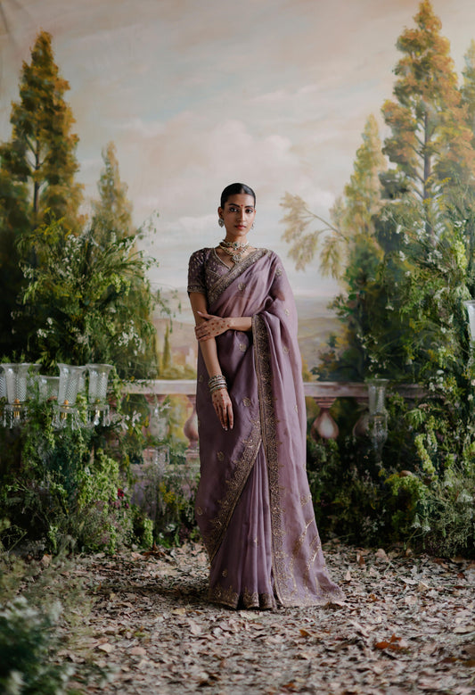 ANTIQUE VIOLET SAREE SET