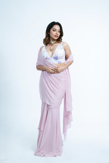 THE MERMAID PRE-DRAPPED SAREE SET