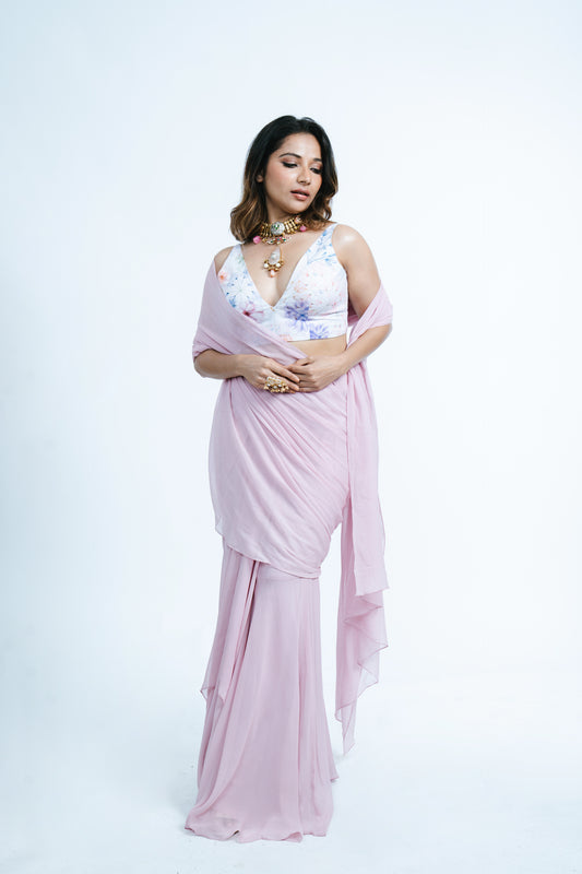 THE MERMAID PRE-DRAPPED SAREE SET