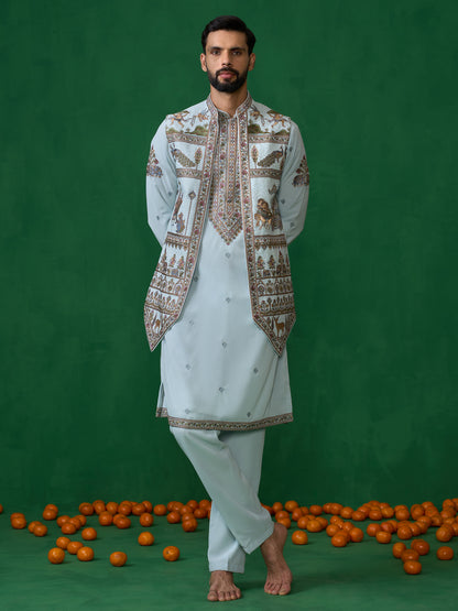 RAMAYAN SKYBLUE KURTA JACKET SET