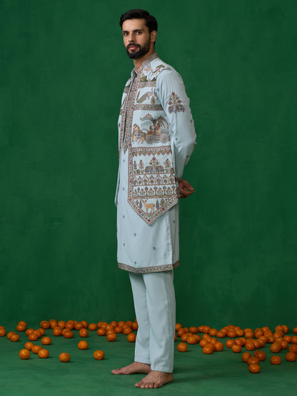 RAMAYAN SKYBLUE KURTA JACKET SET