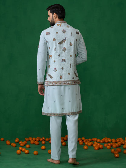 RAMAYAN SKYBLUE KURTA JACKET SET