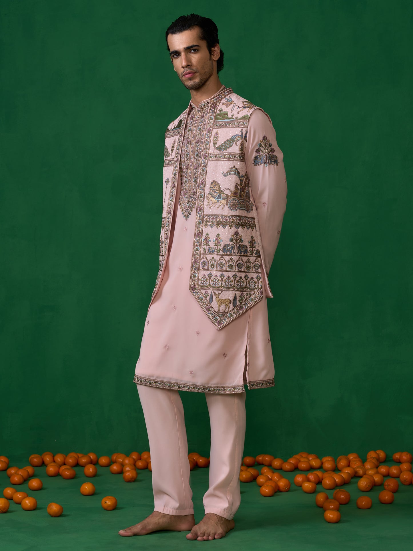 RAMAYAN PINK KURTA JACKET SET