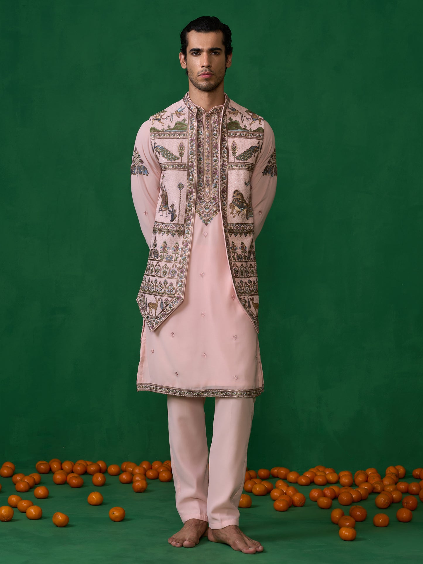 RAMAYAN PINK KURTA JACKET SET