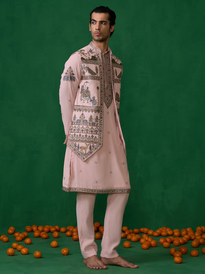 RAMAYAN PINK KURTA JACKET SET