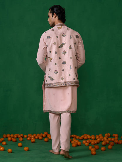 RAMAYAN PINK KURTA JACKET SET