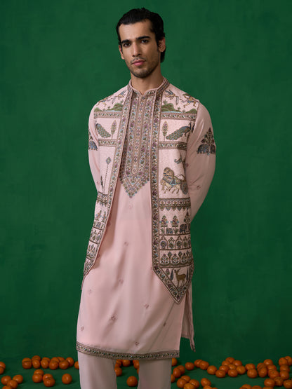 RAMAYAN PINK KURTA JACKET SET