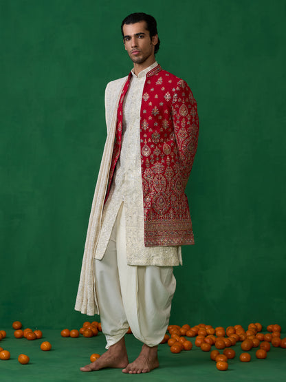 ETHNIC RED SHERWANI SET