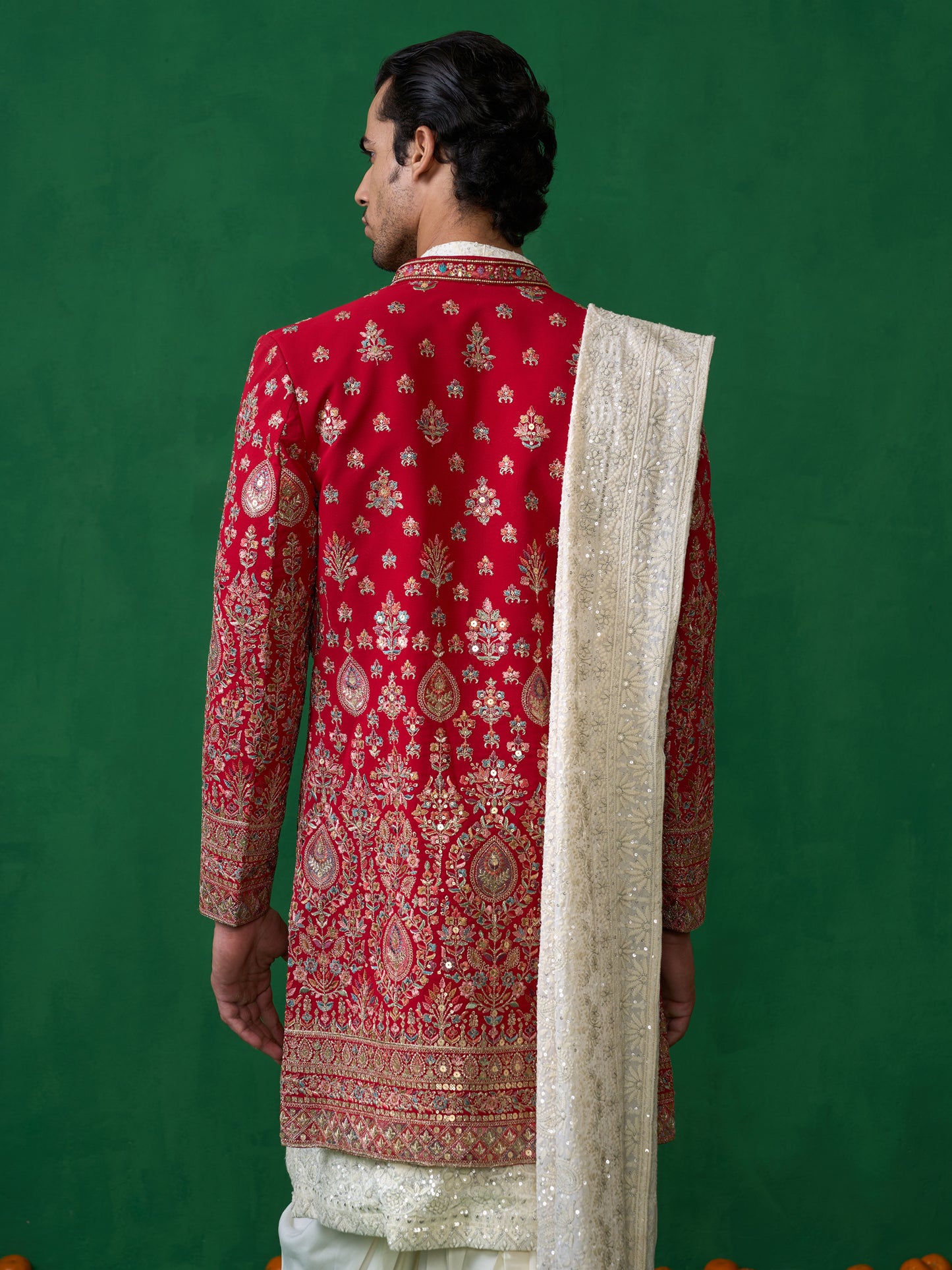 ETHNIC RED SHERWANI SET
