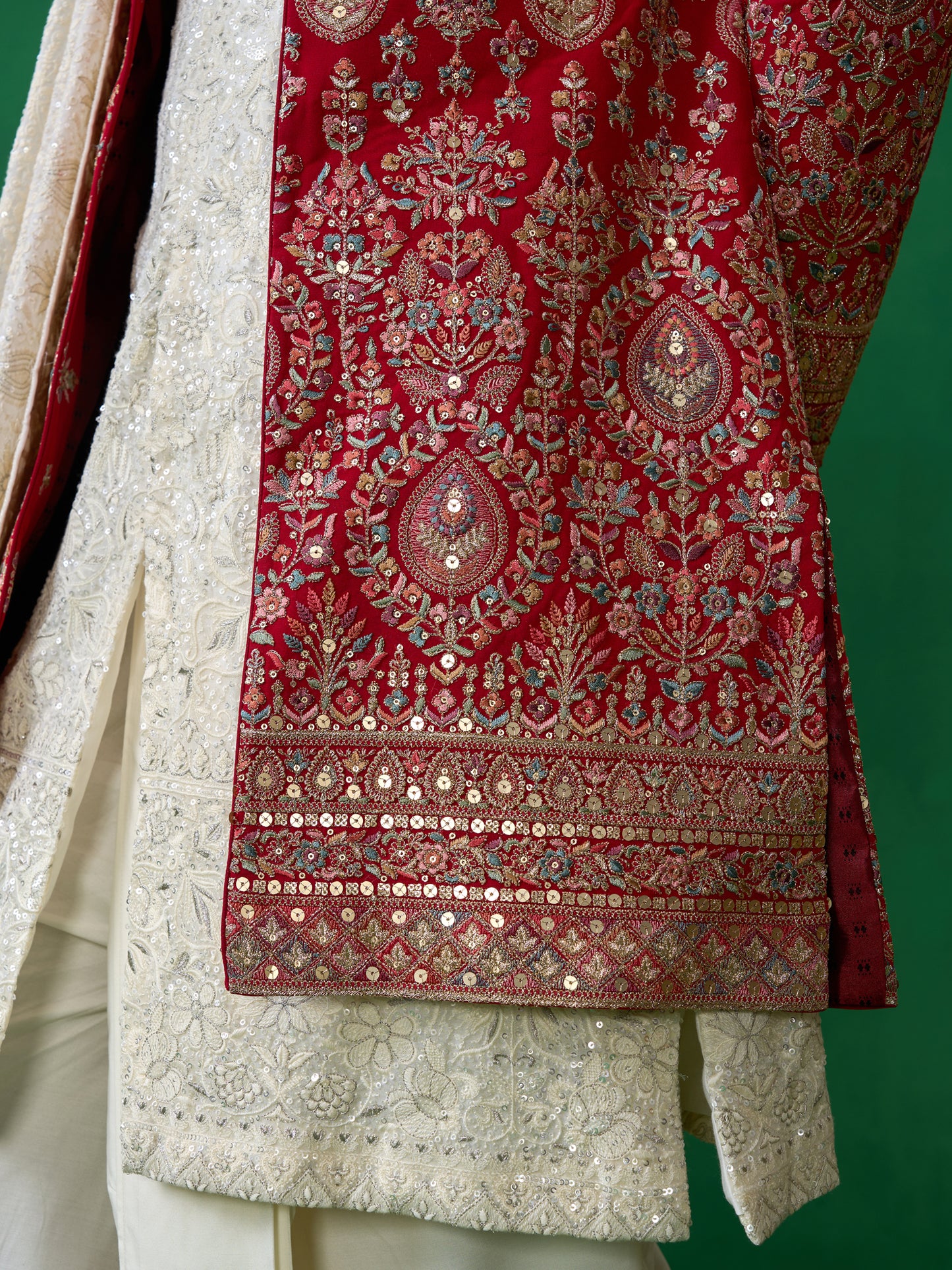 ETHNIC RED SHERWANI SET