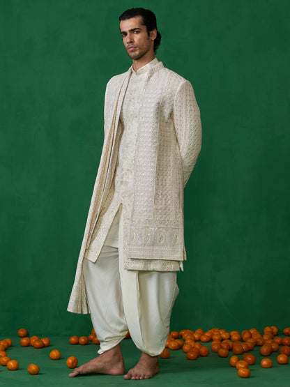 PAISELY IVORY SHERWANI SET