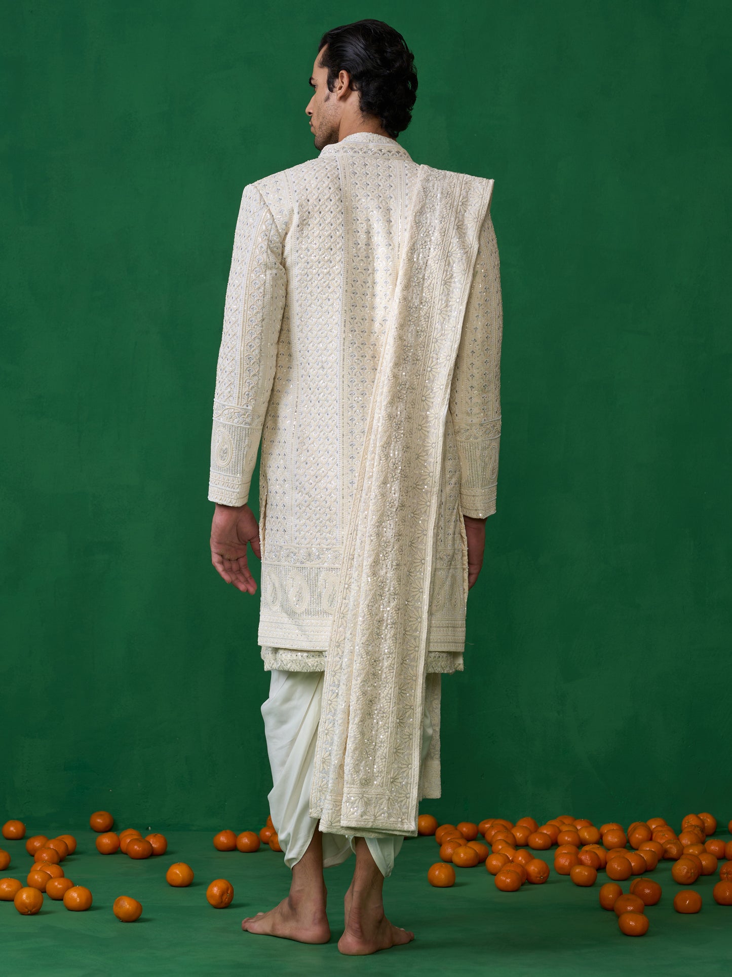 PAISELY IVORY SHERWANI SET