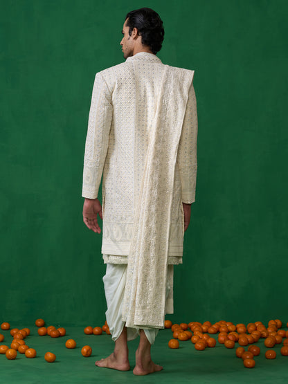 PAISELY IVORY SHERWANI SET