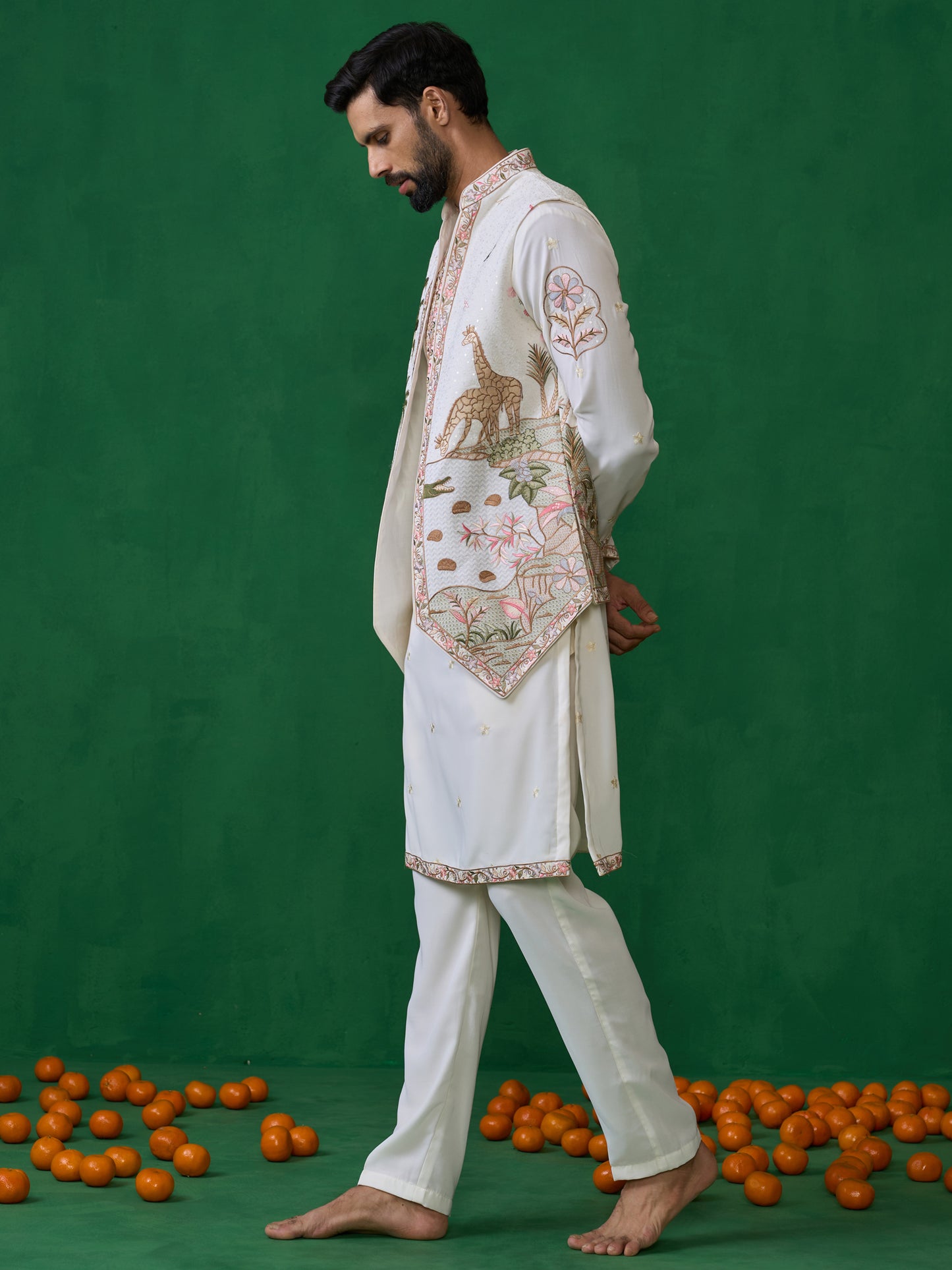 FOREST IVORY KURTA JACKET SET