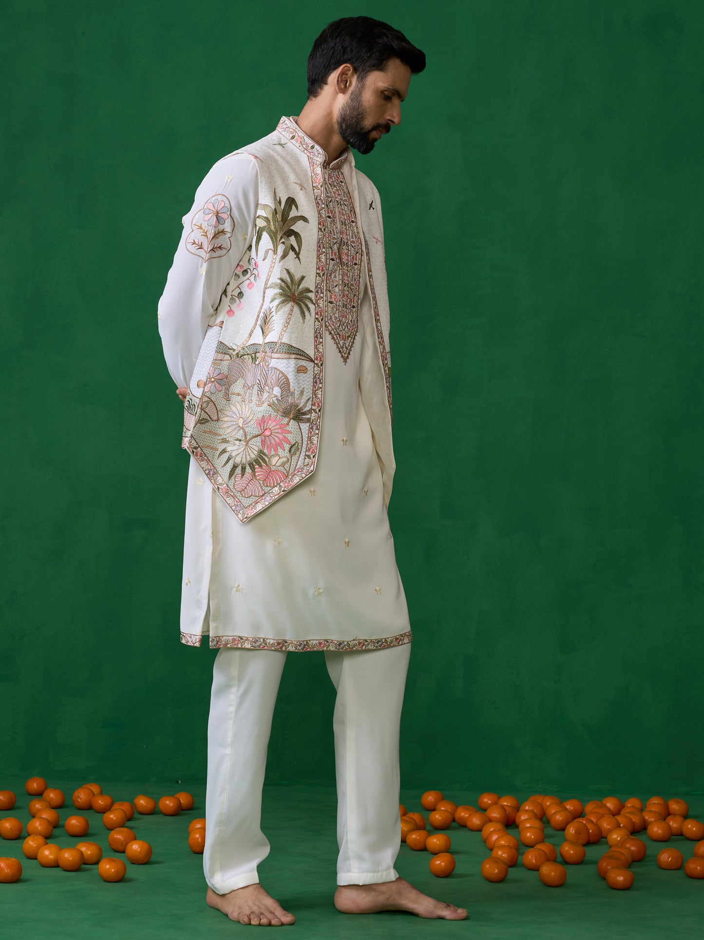 FOREST IVORY KURTA JACKET SET