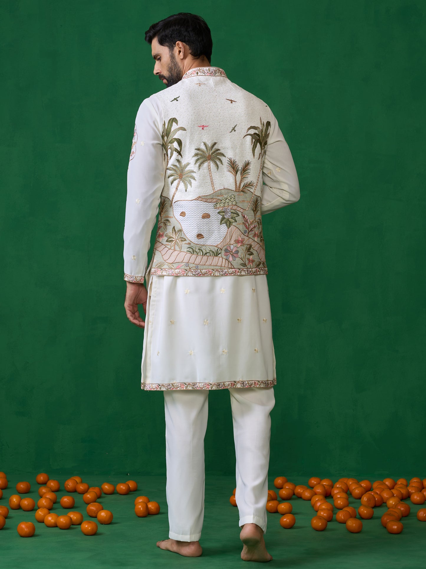 FOREST IVORY KURTA JACKET SET