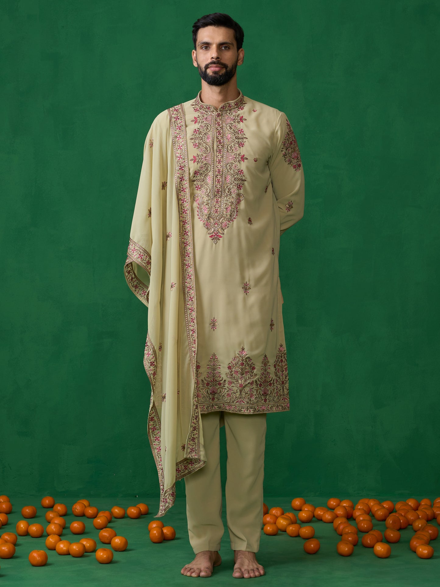 MOTIF GREEN KURTA SET