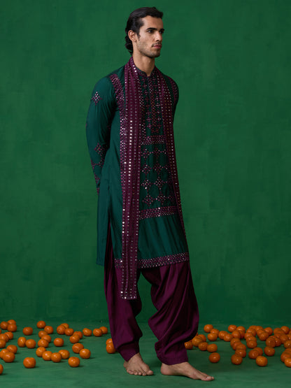 DARPAN BOTTLE GREEN KURTA SET