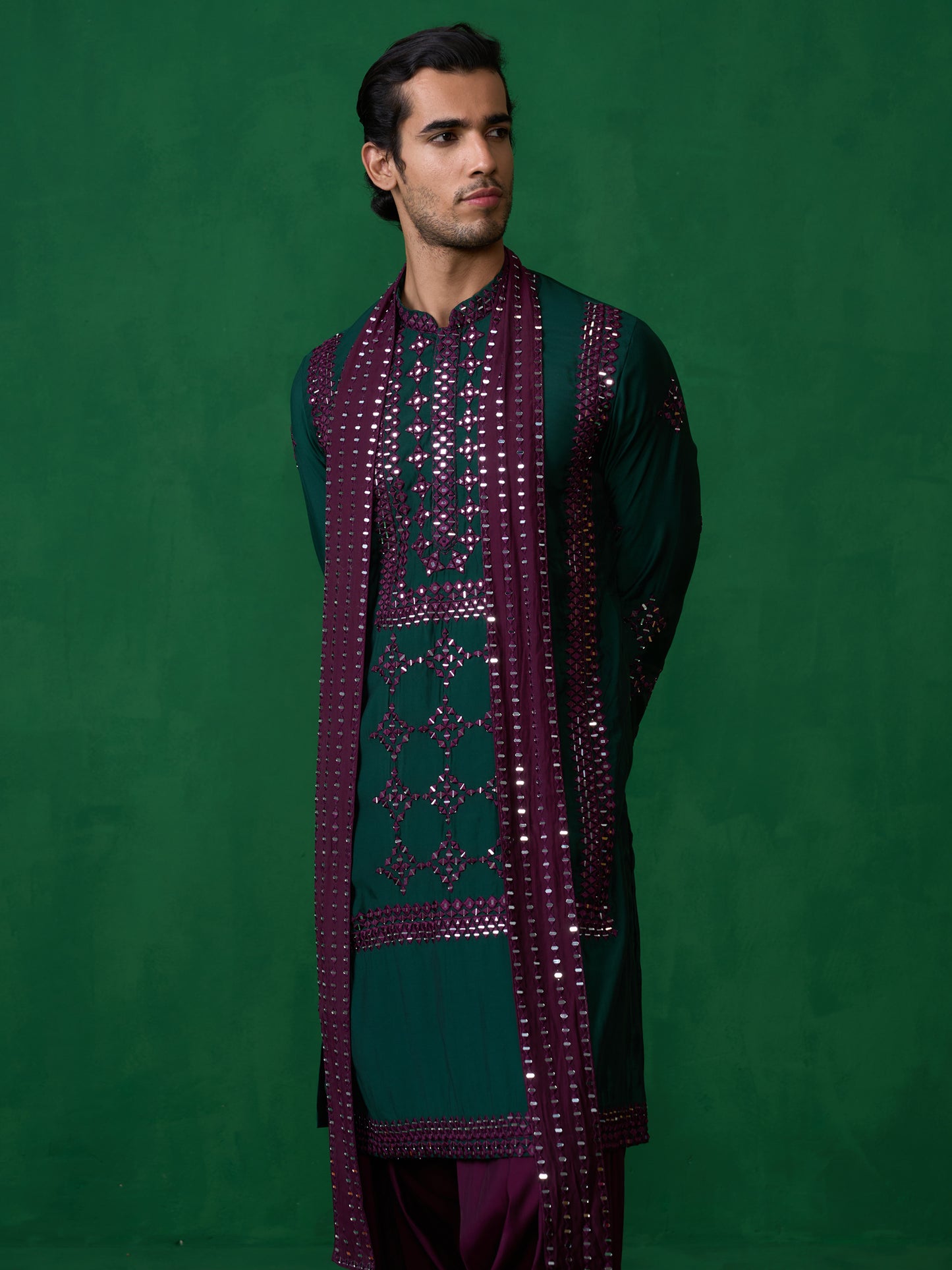 DARPAN BOTTLE GREEN KURTA SET