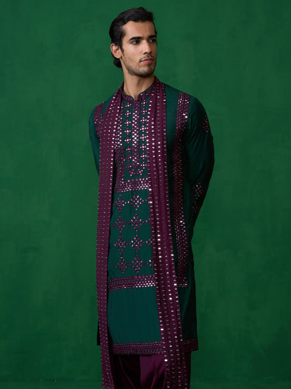 DARPAN BOTTLE GREEN KURTA SET