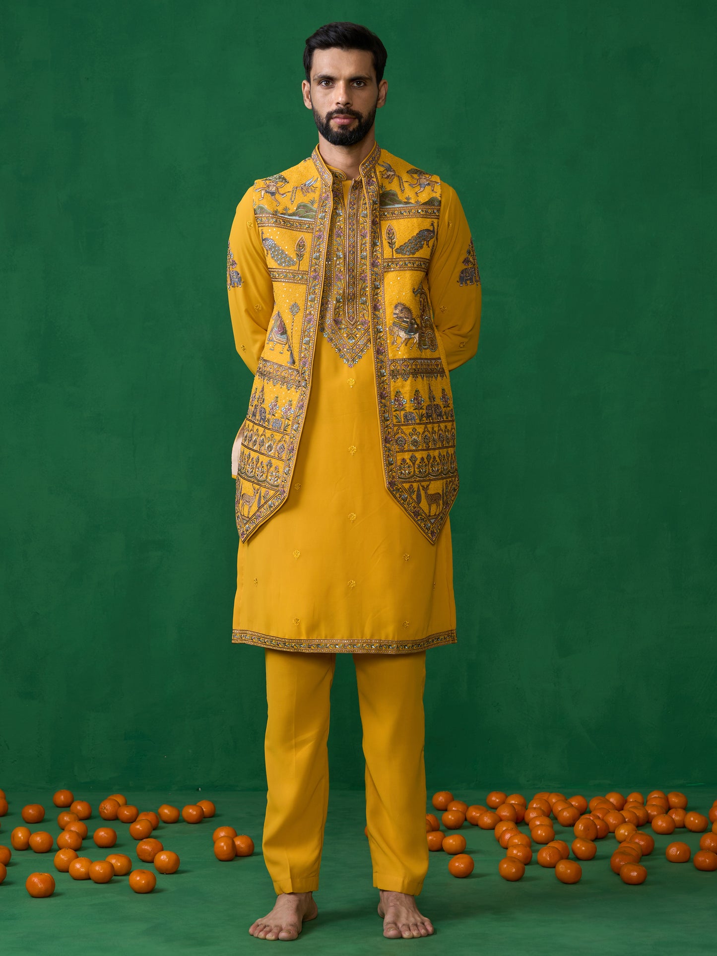 RAMAYAN HALDI KURTA JACKET SET
