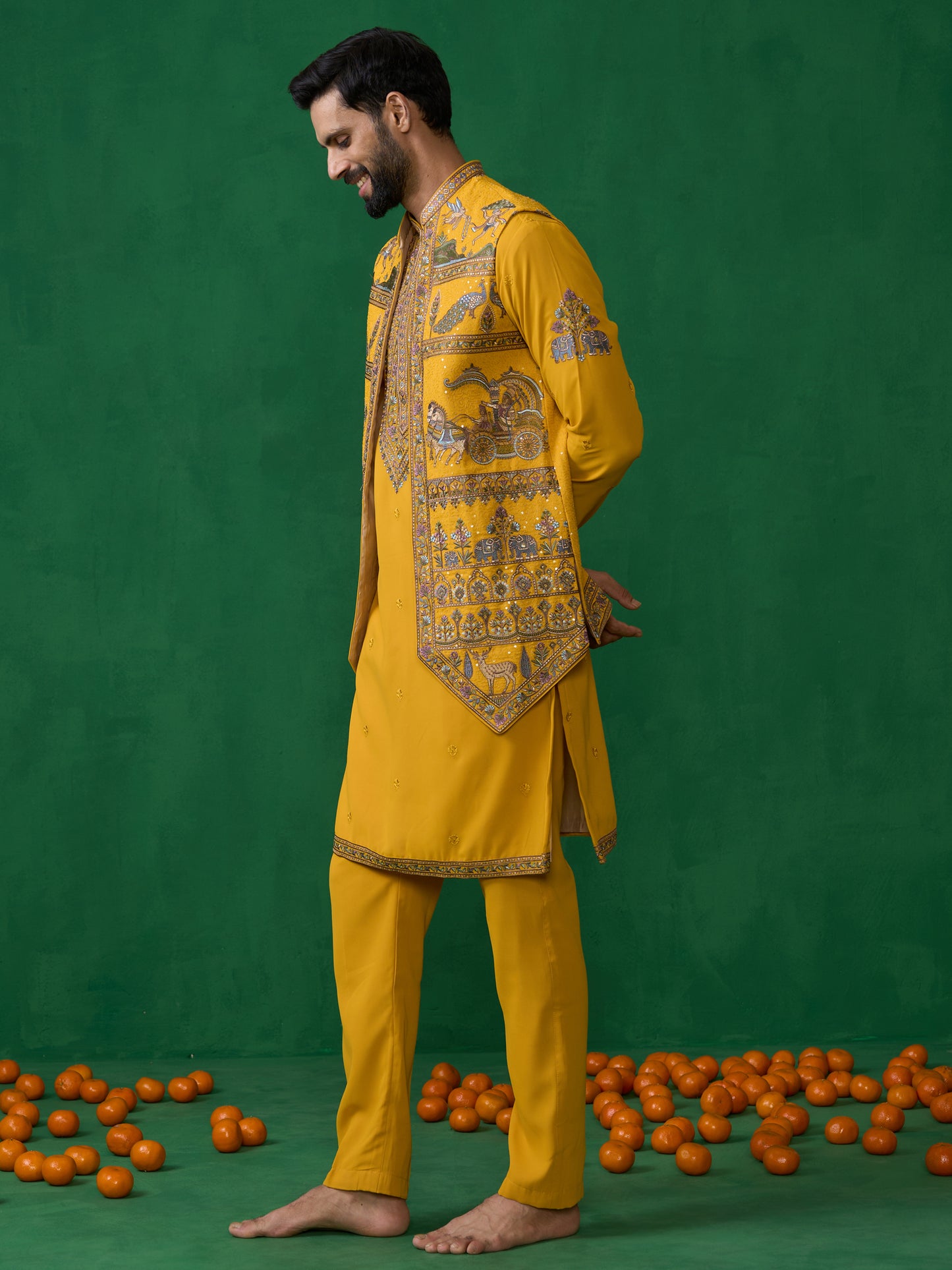RAMAYAN HALDI KURTA JACKET SET