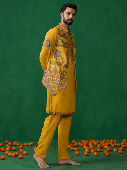 RAMAYAN HALDI KURTA JACKET SET