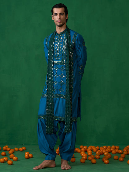 DARPAN TEAL BLUE KURTA SET
