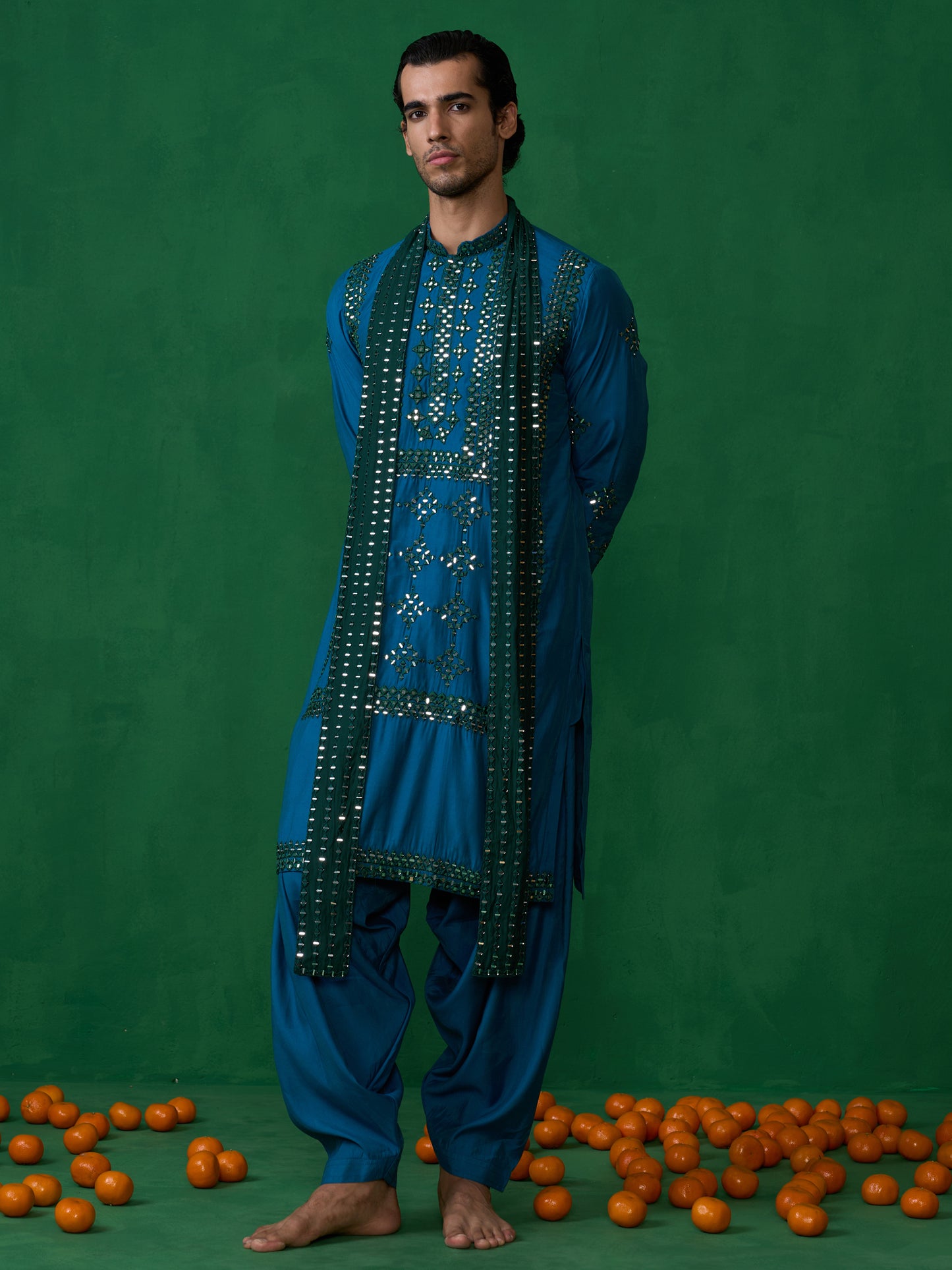 DARPAN TEAL BLUE KURTA SET