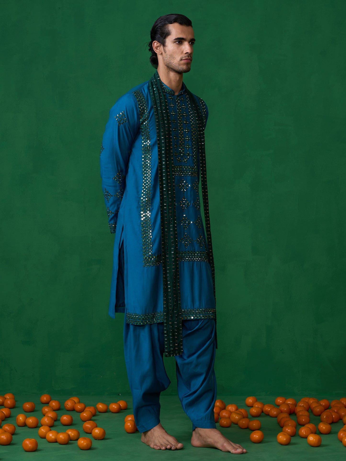 DARPAN TEAL BLUE KURTA SET