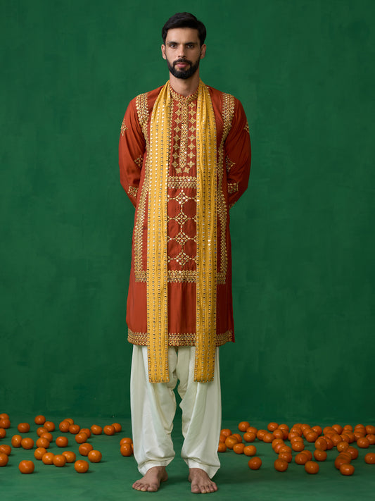 DARPAN ORANGE KURTA SET