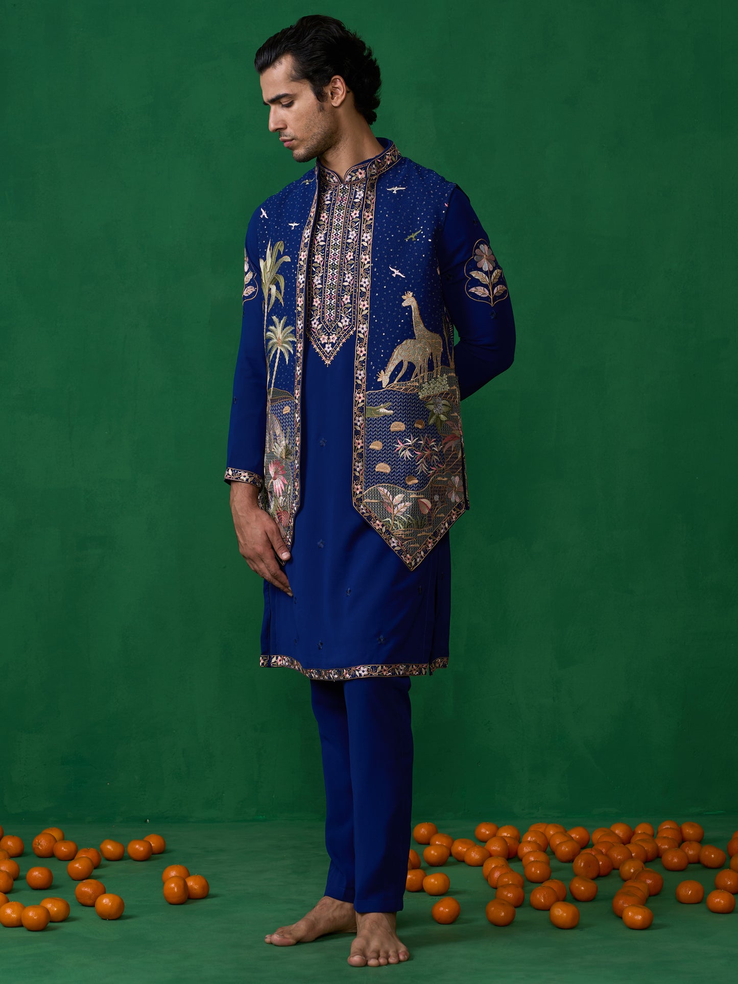 FOREST BLUE KURTA JACKET SET