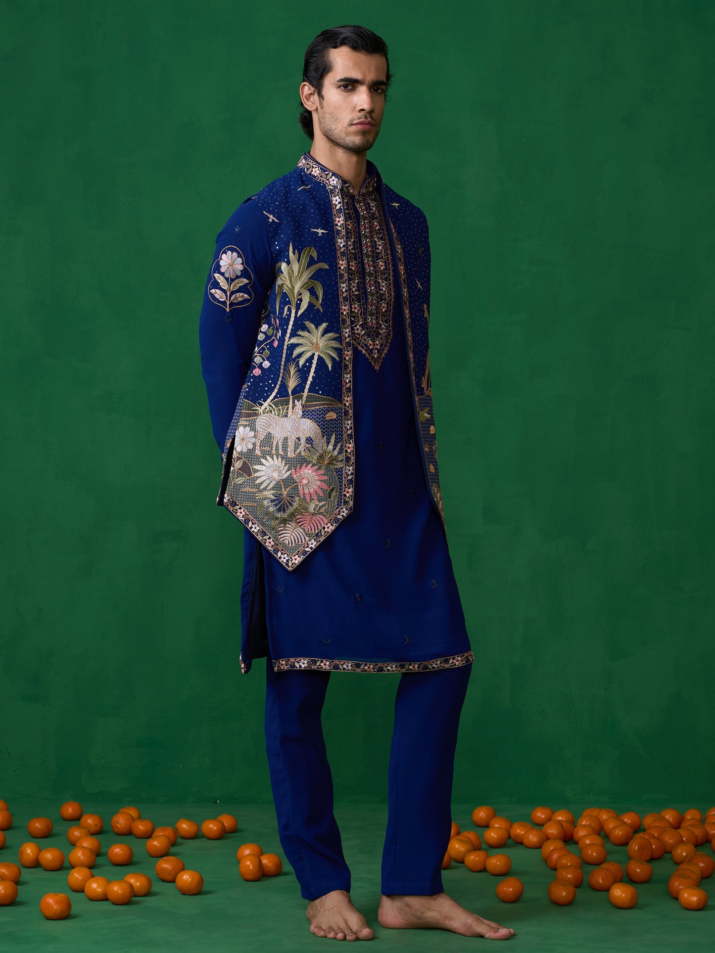 FOREST BLUE KURTA JACKET SET