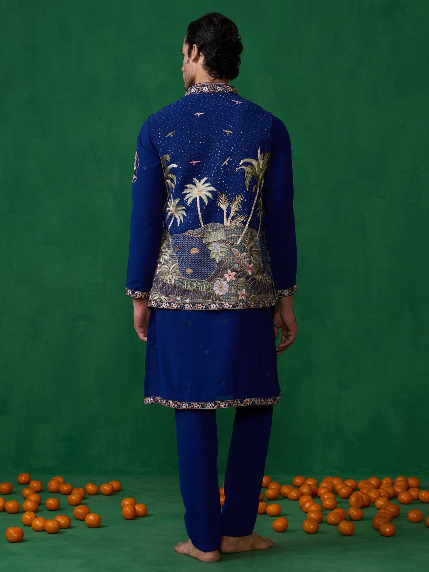 FOREST BLUE KURTA JACKET SET