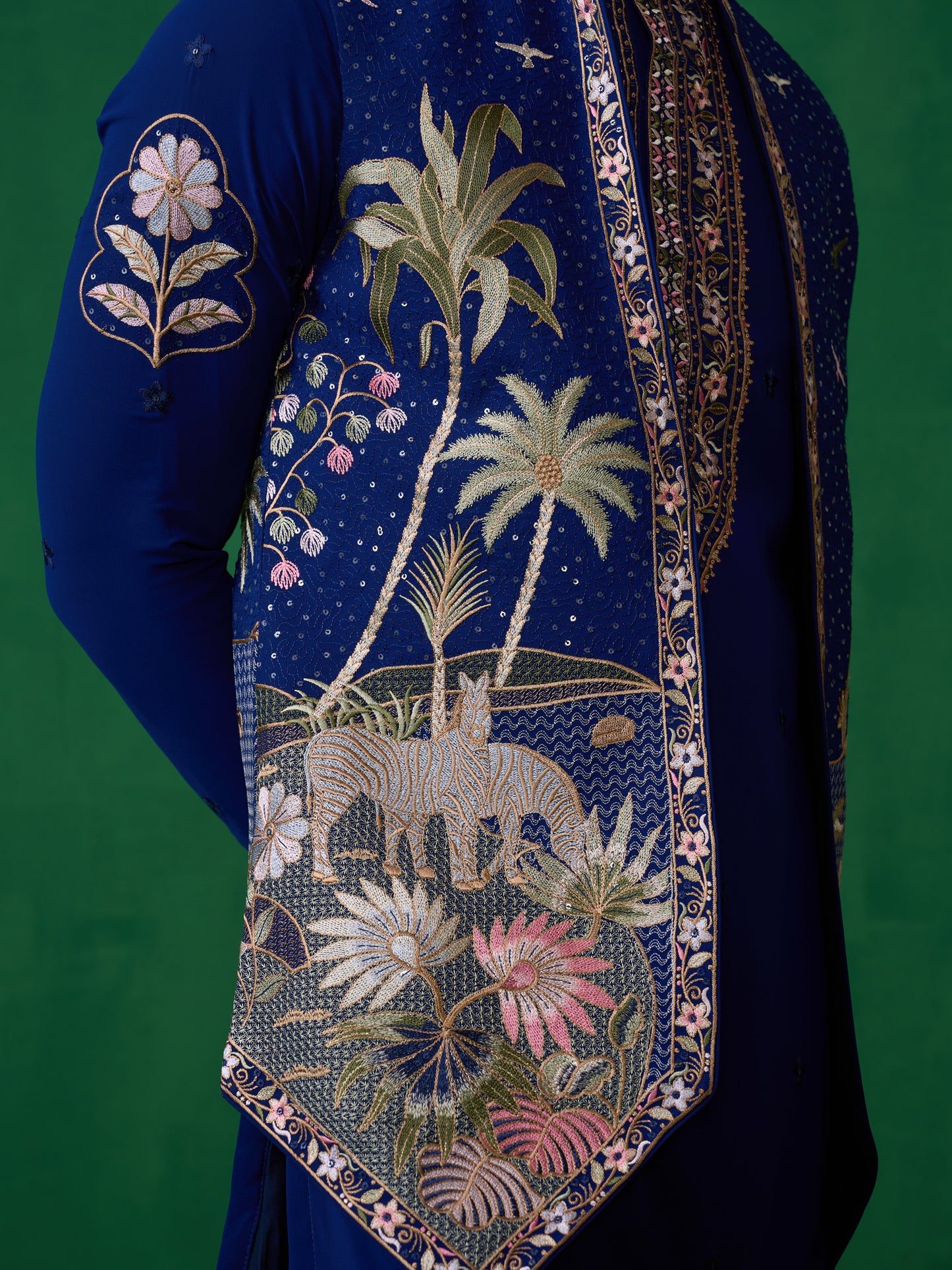 FOREST BLUE KURTA JACKET SET