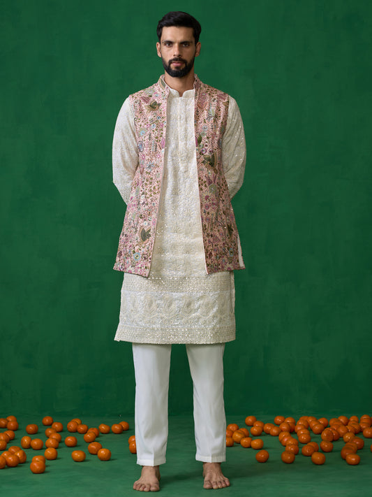 PHOOLPANKH PINK KURTA JACKET SET