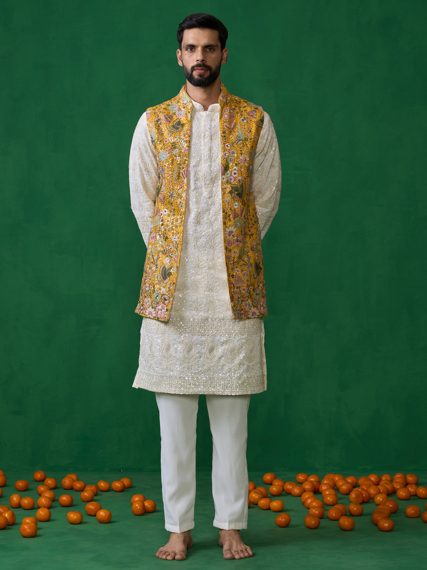 PHOOLPANKH HALDI KURTA JACKET SET