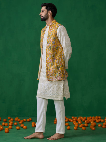 PHOOLPANKH HALDI KURTA JACKET SET