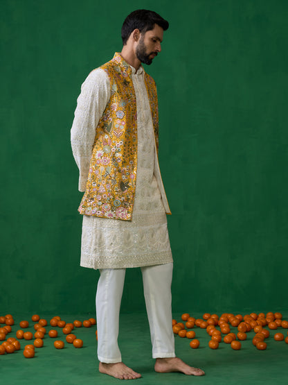 PHOOLPANKH HALDI KURTA JACKET SET