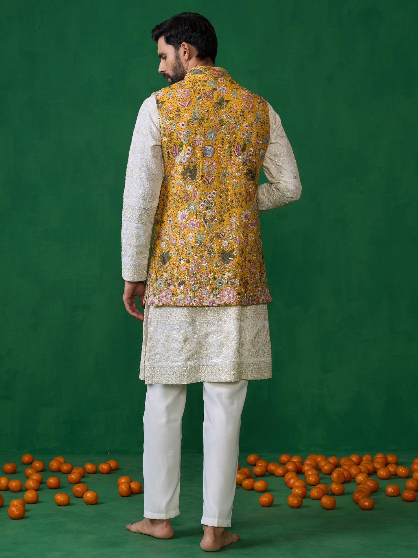 PHOOLPANKH HALDI KURTA JACKET SET