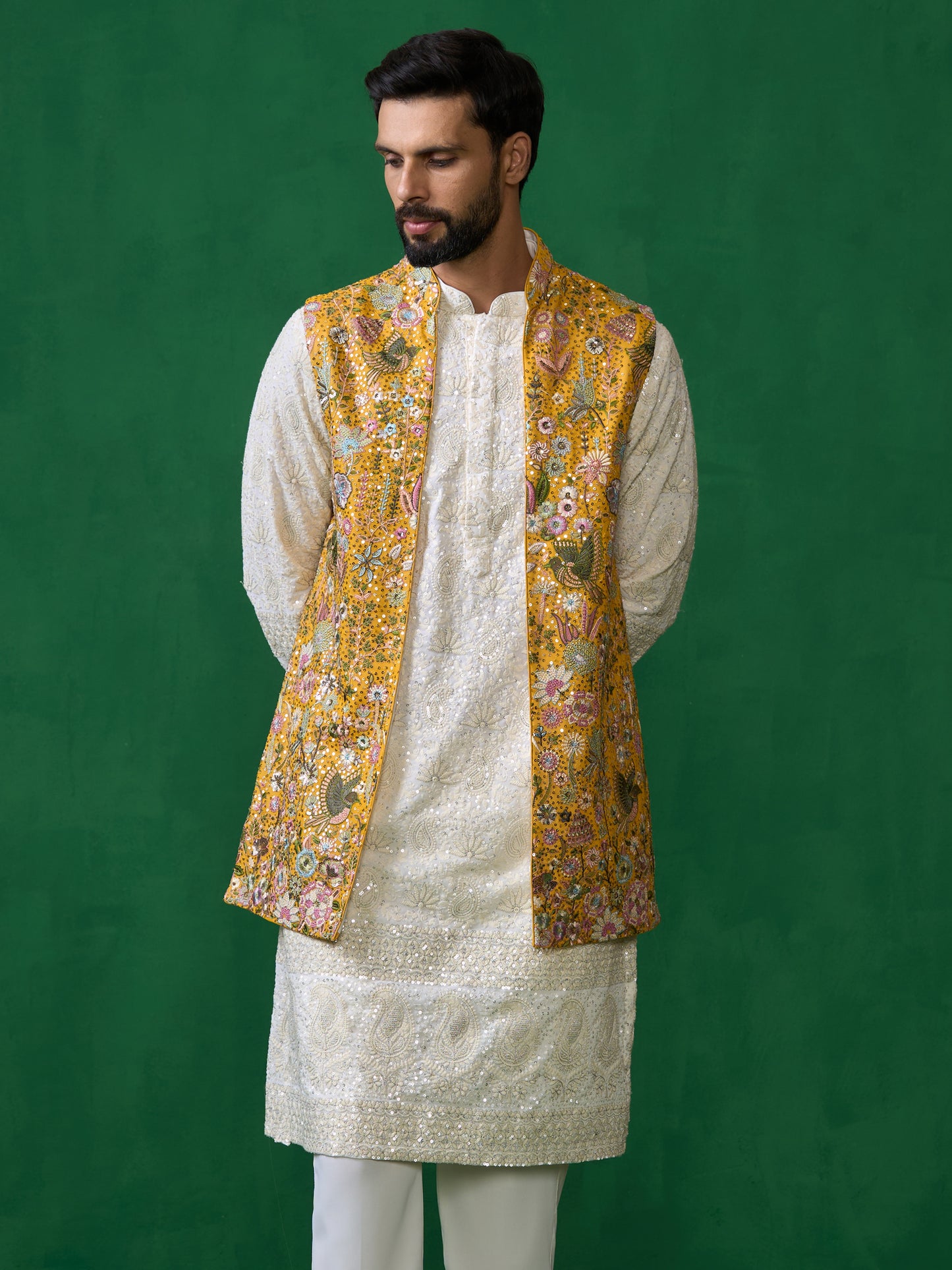 PHOOLPANKH HALDI KURTA JACKET SET