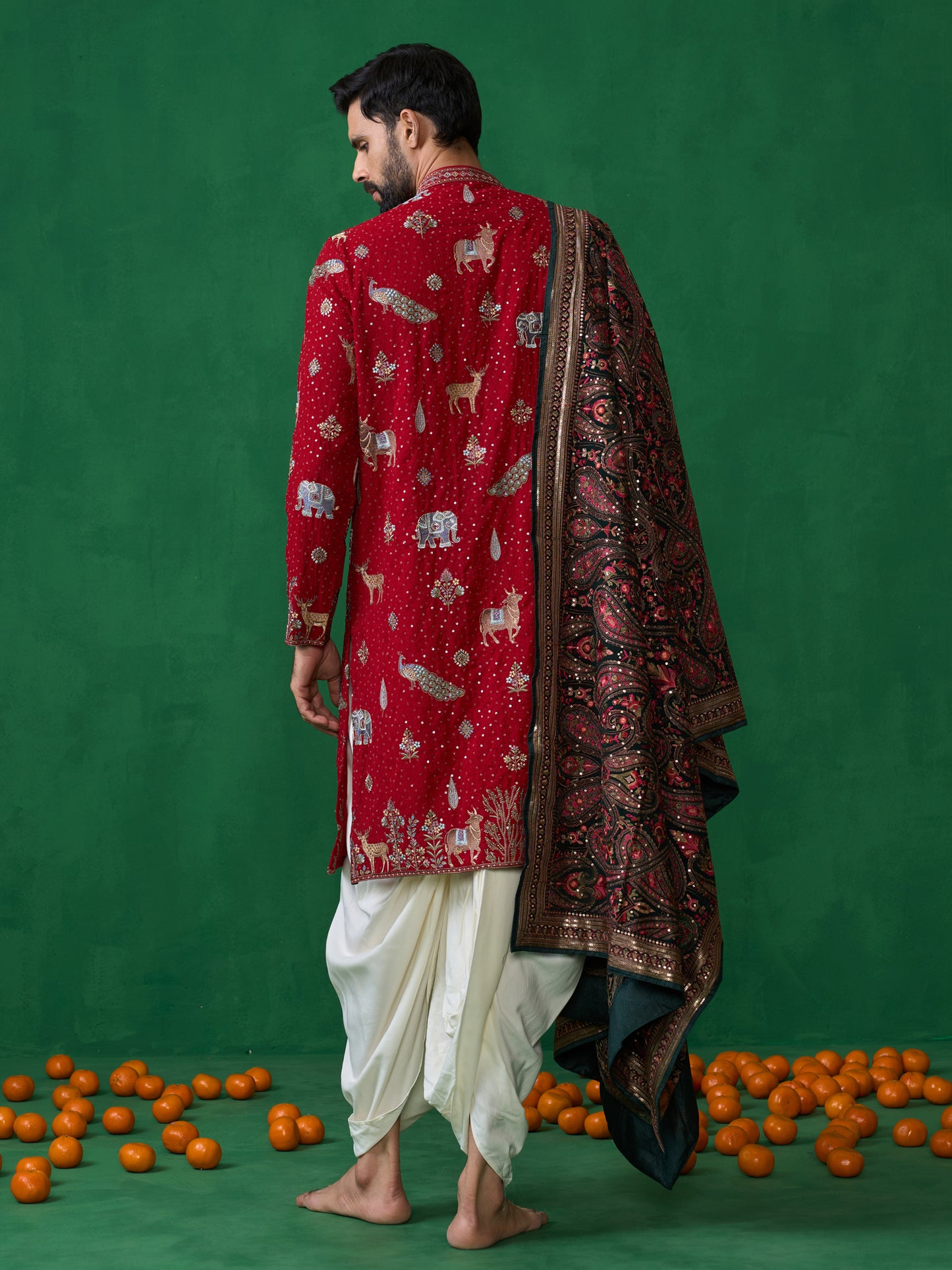 PICHWAI RED DHOTI KURTA SET