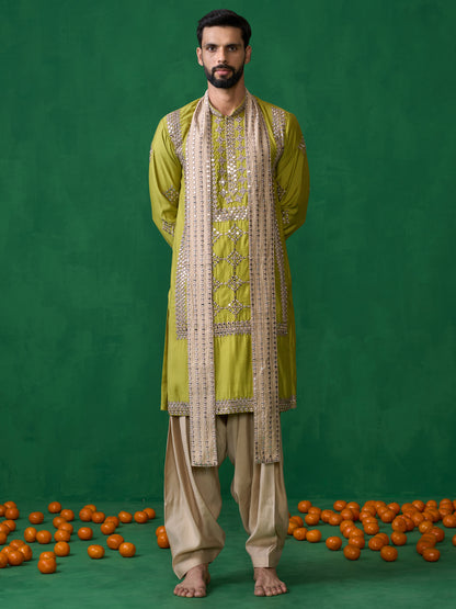 DARPAN NEON GREEN KURTA SET