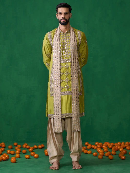 DARPAN NEON GREEN KURTA SET