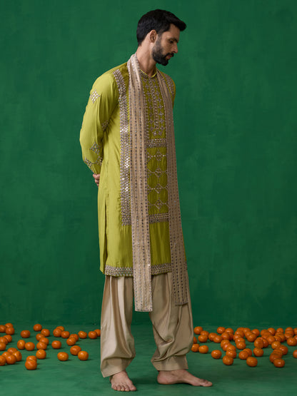 DARPAN NEON GREEN KURTA SET