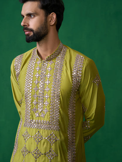 DARPAN NEON GREEN KURTA SET