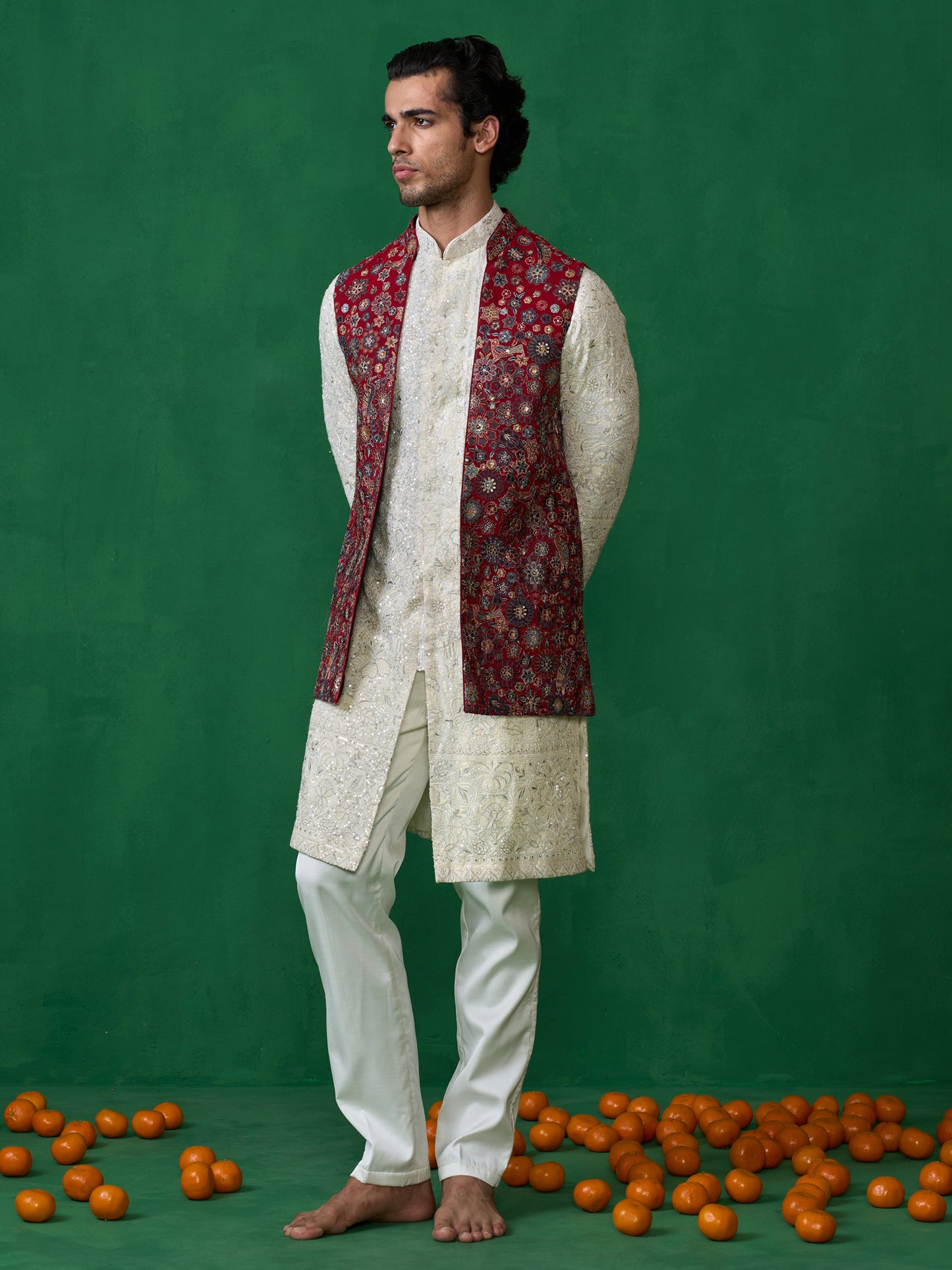 LAALBAGH MAROON KURTA JACKET SET